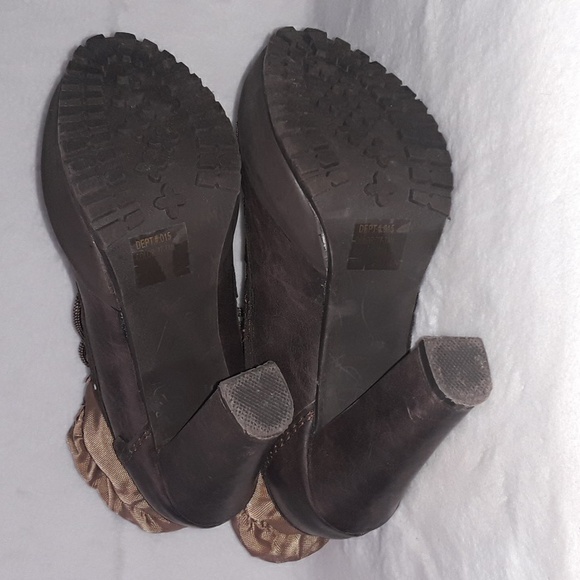 TOZ bown and beige/green women's boots - Picture 4 of 4